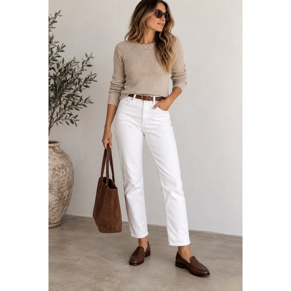 Madewell The Perfect Vintage Jean High Rise Straight White Denim Size 25